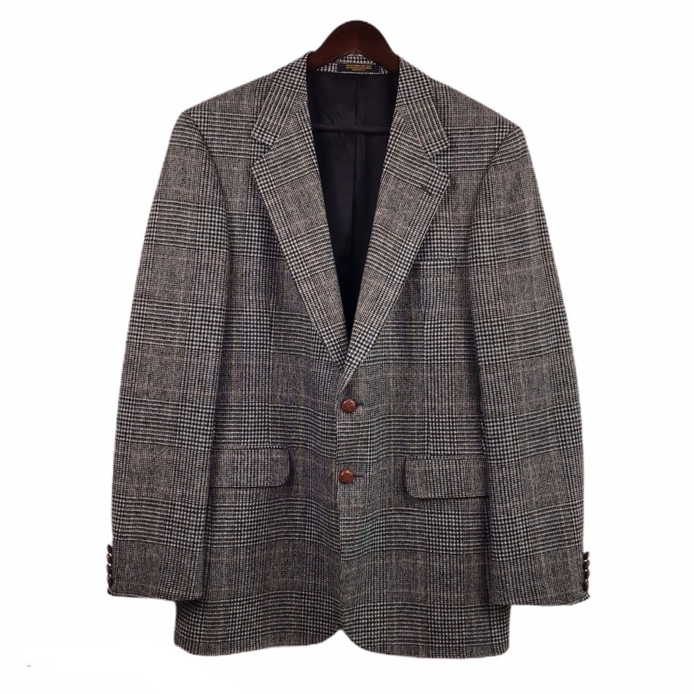 Vintage Bachrach Houndstooth Check Wool Blazer Men’s Size 42L Sport Coat